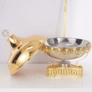 Calentador de Comida Tipo Buffet Redondo con Encaje Dorado, Equipo para Mantener la Comida Caliente en Hoteles y Restaurantes - Product Image 3
