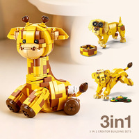 Vente en gros de blocs de construction miniatures transformables 3 en 1, jouet en briques panda, éléphant, girafe, cadeau éducatif pour enfants, assemblage DIY