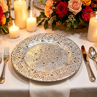 Assiette de présentation en plastique PP gaufrée de 13 pouces, motif tourbillon personnalisé, légère, durable, réutilisable, style américain, pour mariages