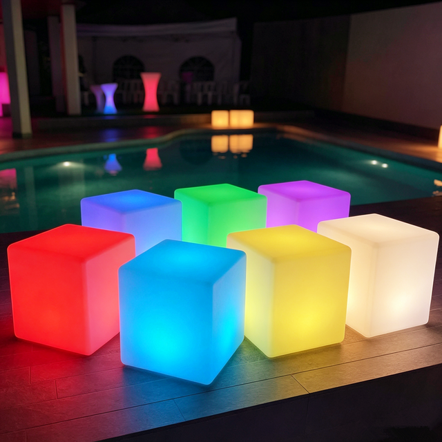 LED Cube Bar Chair-Adjustable Waterproof Rechargeable Modern Design for Hotel Outdoor Commercial Use
