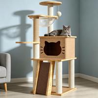 Arbre à chat en bois de luxe moderne avec lits et jouets écologiques