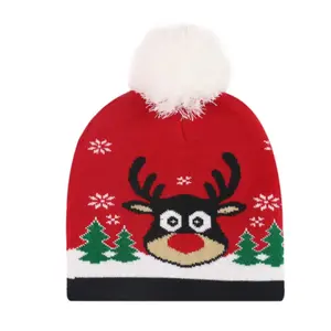 قبعة عيد الميلاد بومبوم للحفلات بأعياد الميلاد هدية للأطفال الكبار قبعات صغيرة محبوكة قبعة شتوية لعيد الميلاد المجيد زينة للأطفال البالغين