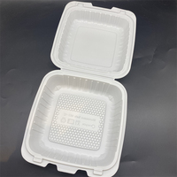 Boîte à repas articulée en PP recyclé, blanche, 6 pouces, pour hamburgers, type clamshell, MFPP