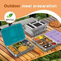 Boîte à lunch bento en acier inoxydable personnalisée, mignonne, avec 5 compartiments, fermeture à boucle, résistante à la rouille, compatible micro-ondes, pour l'école