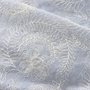Atacado novo design premium de qualidade azul vintage, 100% algodão, bordado, tecido para mulher, material de algodão
