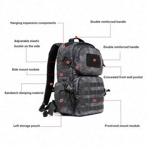 กระเป๋าเป้สะพายหลัง MOLLE ขนาด 35 ลิตร สำหรับกิจกรรมกลางแจ้ง แบบขยายได้ เหมาะสำหรับเดินทาง ปีนเขา ล่าสัตว์ ฝึกซ้อมรบ และการใช้งานทางยุทธวิธี (ตัวอย่างสินค้าฟรี) - Product Image 3