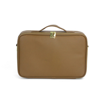 Portable 34x23x12 cm sac de maquillage de voyage sac cosmétique Support personnalisation sac de maquillage en cuir PU étanche avec bandoulière
