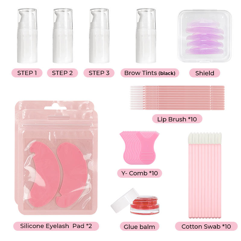 Kit complet de rehaussement et teinture des cils (version baume de colle)