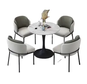 豪华家具进口现代餐椅方形大理石铁金属不锈钢餐桌