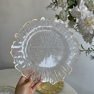Wedding Party Decoration 13 Inch Decorative Round Acrylic Clear <strong>Plastic</strong> Charger <strong>Plate</strong> With Gold Rim for Event <strong>Dinner</strong> <strong>Plate</strong> - Product Image 3
