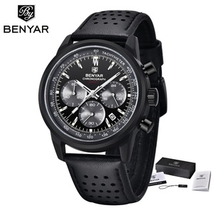 Montre homme BENYAR, chronographe, date, étanche, sport, cuir véritable, montre-bracelet homme, marque haut de gamme, montre de luxe, cadeau pour homme 5188 - Product Image 1