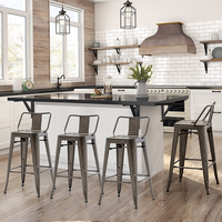 Chaises hautes de cuisine moderne Tabouret de bar Tabouret de bar en métal Tabourets de bar industriels blancs pour îlot de cuisine ou comptoir