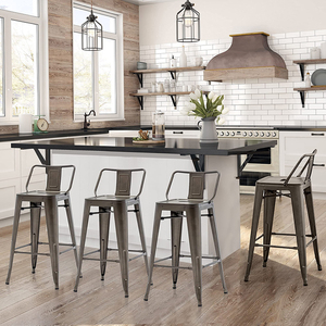 Chaises hautes de cuisine moderne <span class=keywords><strong>Tabouret</strong></span> de bar <span class=keywords><strong>Tabouret</strong></span> de bar en métal Tabourets de bar industriels blancs pour îlot de cuisine ou comptoir - Product Image 5