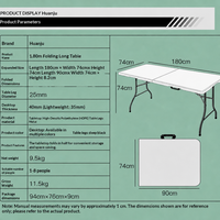 Table pliante portable transfrontalière au design minimaliste moderne, taille 6 pieds, pour la vente de rue et l'ameublement extérieur
