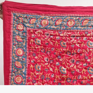Hand Block Print Floral Design Quilts <b>Comforter</b> Pure Cotton Fabric Attractive Floral Plant Print Hand Block Quilts - Product Image 1