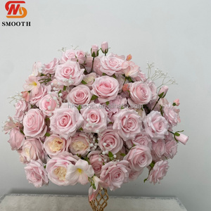 SMOOTH Blooming Pure Pink 60cm <b>Artificial</b> <b>Flower</b> Ball Classic Handmade <b>Artificial</b> Floral Wedding Centerpiece - Product Image 4