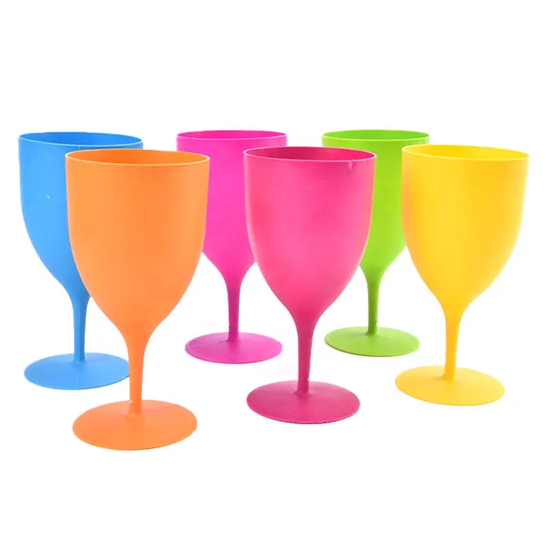 Juego de copas de vino de plástico esmerilado, copas de champán para cóctel, para fiesta en Bar, 350ml, venta al por mayor, 6 uds.