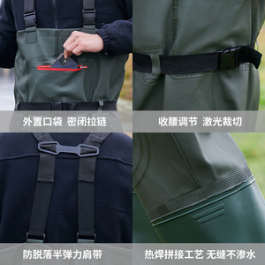 Fishing Waders Men Waterproof Full Body With Boots Solid Color Outdoor Use - Product Image 5