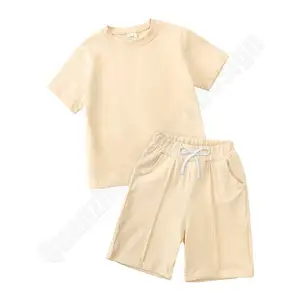 Custom Baby Jongens Kleding Sets Voor 4 Tot 12 Jaar Oud: 2022 Zomer Effen Kleur Katoenen Shorts En T-Shirt Kinderen Kleding Sets.