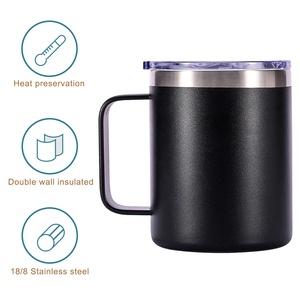 Tùy Chỉnh 12Oz Travel Coffee Mug Đôi Tường Chân Không Cách Điện Kim Loại Thép Không Gỉ Tumbler Với Xử Lý - Product Image 4