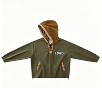 2027 Veste Anorak à Capuche pour Homme, Color Block, Col en V à Lacets, Coupe Boxy Courte à Épaules Tombantes, avec Poches Zippées