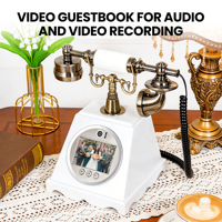 Téléphone Rétro Antique pour Mariage, Enregistrement Audio HD 1080P, Contrôle par Clavier, Mémoire 128 Go, Messagerie Vocale, Livre d'Or Vidéo Numérique pour Fêtes