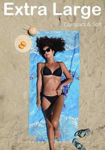Custom Logo Print Quick Dry Microfiber Egyptian Beach Towels With a Zip Pocket Recycled Towel Sand Free - Product Image 2