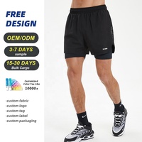 Shorts de course double couche 2-en-1 OEM&ODM, style sportif et gym, confortables, extensibles, respirants, séchage rapide, imprimé géométrique, taille mi-haute, frais et tendance