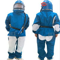 Casque de sablage bleu avec filtre à air intégré et thermostat – Casque de sécurité pour sablage