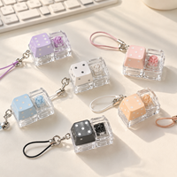 Personalized Keyboard Key Keychain Clear Acrylic Holder Colorful Keycaps Metal Ring Wholesale Promotional Event Gift
