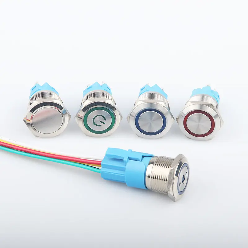 22mm momentary latching button with lamp metal push button switch