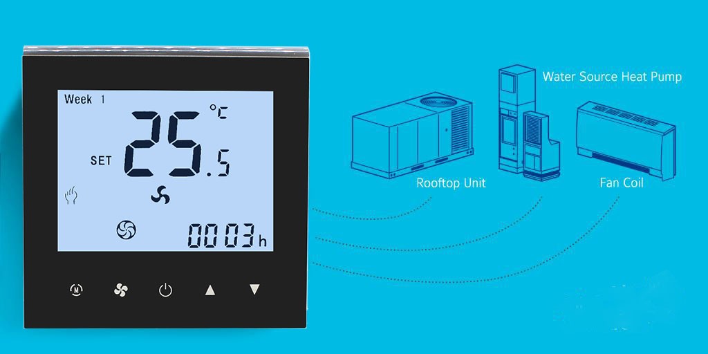 Hotowell Fan Coil Thermostat Smart Programmable Thermostat Temperature Controller with Mocbus Option
