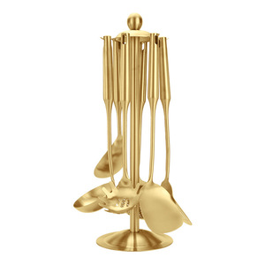 Ensemble d'ustensiles de cuisine en acier inoxydable 6 pièces, outils de cuisson dorés, spatule, louche, écumoire, résistant au lave-vaisselle et aux hautes températures - Product Image 4