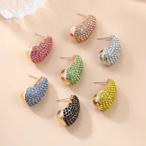 Water Drop Shaped Earrings Exaggerate Gold Plated Accessories Women Silver Earrings Shiny Colourful Diamond Designer Jewelry