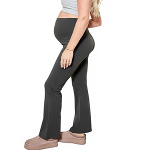 High Waist Maternity Yoga Pants with Cross Support Belly Band, Slim <b>Flare</b> Pants, Autumn Winter Pregnancy <b>Leggings</b> for Women - Product Image 5