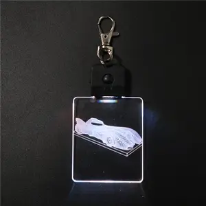 SUV thể thao xe thiết kế 3D LED Keyring pha lê thủ công Mini Acrylic Keychain với biểu tượng tùy chỉnh cho xe bên trong trang trí nội thất