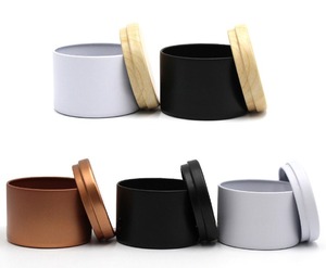 Hộp đựng nến bằng thiếc cao cấp màu đen, có nắp và hộp đựng, in logo tùy chỉnh, dung tích <span class=keywords><strong>4OZ</strong></span>, 8OZ, kích thước 6.5*5.2cm - Product Image 1