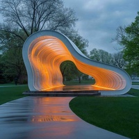 Grande structure d'ombre sculpturale extérieure en acier inoxydable autoportante, parcs publics de taille personnalisable, centres d'exposition