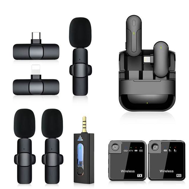 Broadcast Recording Chest Lavalier Long Range Wireless Microphone Wireless Microphone K9 Wireless Microphone for Phone Type C