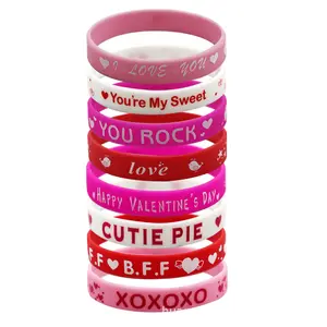 Braccialetti in silicone con logo personalizzato per braccialetti in silicone regalo di san valentino rosa
