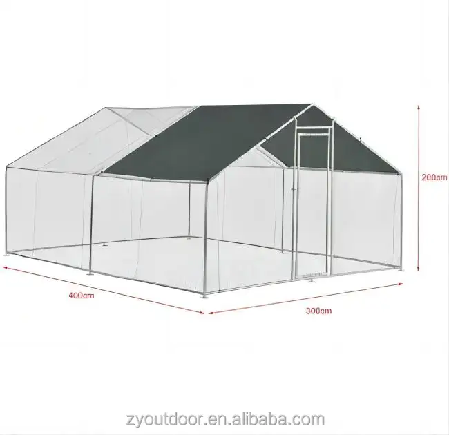 3x4x2m Chuỗi liên kết kim loại Dog kennel Pet chơi Pen với có thể tháo rời mái Dog lồng chạy