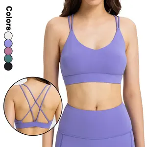 Sexy doppia spalla cross back biancheria intima sportiva abbigliamento yoga gilet da palestra donna abbigliamento yoga fitness