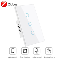 Interrupteur mural intelligent tactile Tuya ZigBee, compatible Alexa Google, 10A Max 240V, US AU, sans fil neutre et avec fil neutre, interrupteur mural électrique
