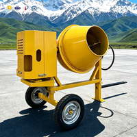 Bétonnière mobile à tambour inclinable robuste, 4 roues, équipement de mélange de ciment remorquable pour bâtiments