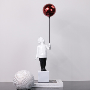Scultura in Resina Moderna Scandinava: Ragazzo con Palloncino, Ornamento Creativo a <span class=keywords><strong>Cartone</strong></span> <span class=keywords><strong>Animato</strong></span>, Decorazione per Casa e Ufficio - Product Image 2