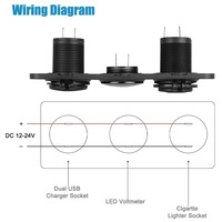 Aksesori Mobil Universal, Panel 3 dalam 1 Universal 12V/24V dengan pengisian daya Cepat USB & Voltmeter untuk perahu RV