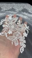 Tissu en dentelle jacquard floral 3D laser à haute densité, brodé de perles et de sequins, pour robe de mariée