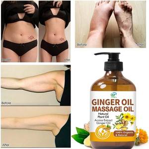 Huile de massage à l'extrait de gingembre biologique 100% pure pressée à froid, fraîche, florale et hydratante pour tous types de peau - Product Image 1