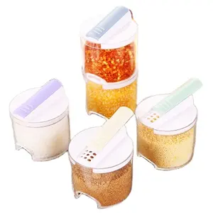 도매 5 개/세트 셰이커 뚜껑이있는 플라스틱 향신료 항아리 사탕 보관 용기