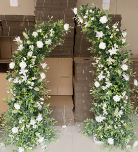 A29 verde artificiale foglia di salice eucalipto foglie di erba con finto fiori di rosa bianca Baby alito fior corno arco per matrimonio - Product Image 4